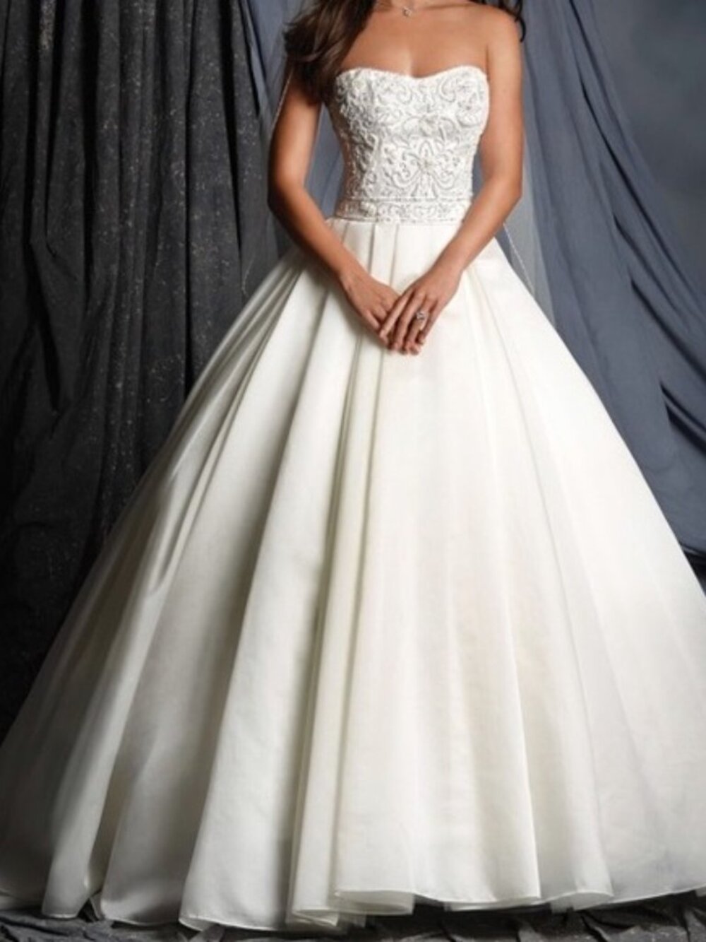 Alfred Angelo NWT Strapless White Beaded Ball Gown Wedding Dress Size 4